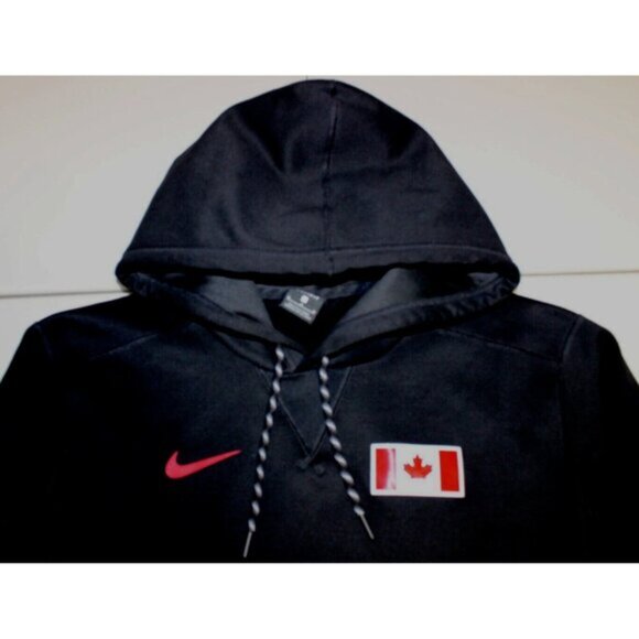 Mens Nike Dri Fit Canada Flag Hoodie Sweatshirt Pullover Medium Black 865979 - Picture 2 of 5